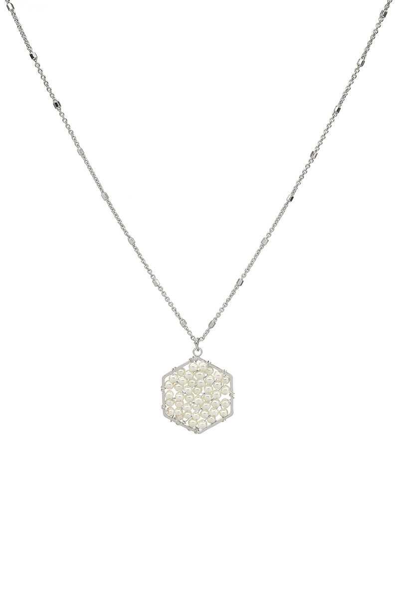 Fashion Pearl Wraps Hexagon Pendant Necklace Naughty Smile Fashion
