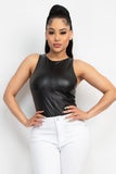 Faux Leather Sleeveless Bodysuit--women dress-Naughty Smile Fashion-Organic Corset Co-USA