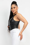 Faux Leather Sleeveless Bodysuit--women dress-Naughty Smile Fashion-Organic Corset Co-USA