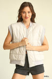 Faux Leather Solid Puffer Vest With Pockets--women dress-Naughty Smile Fashion-Organic Corset Co-USA