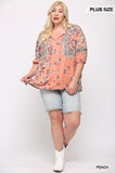 Floral And Symmetric Prints Mixed Tunic With Tassel Tie Naughty Smile Fashion