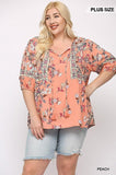 Floral And Symmetric Prints Mixed Tunic With Tassel Tie Naughty Smile Fashion