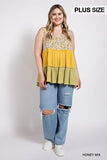 Floral Color Block Ruffle Detail Tiered V-neck Top Naughty Smile Fashion