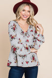 Floral Hacci Printed Babydoll Top With Elastic Cuff Sleeves #Dresswomen #Shorts #Youtubeshorts--women dress-Naughty Smile Fashion-Organic Corset Co-USA