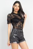 Floral Lace Corset Keyhole Bodysuit--women dress-Naughty Smile Fashion-Organic Corset Co-USA