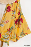 Floral Print Open Front Kimono With Flowy Sleeves Naughty Smile Fashion