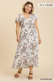 Floral Print Wrapped Short Ruffle Sleeve Dress With No Lining