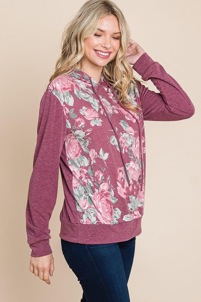 Floral Printed Contrast Hoodie With Relaxed Fit And Cuff Detail #Dresswomen #Shorts #Youtubeshorts--women dress-Naughty Smile Fashion-Organic Corset Co-USA