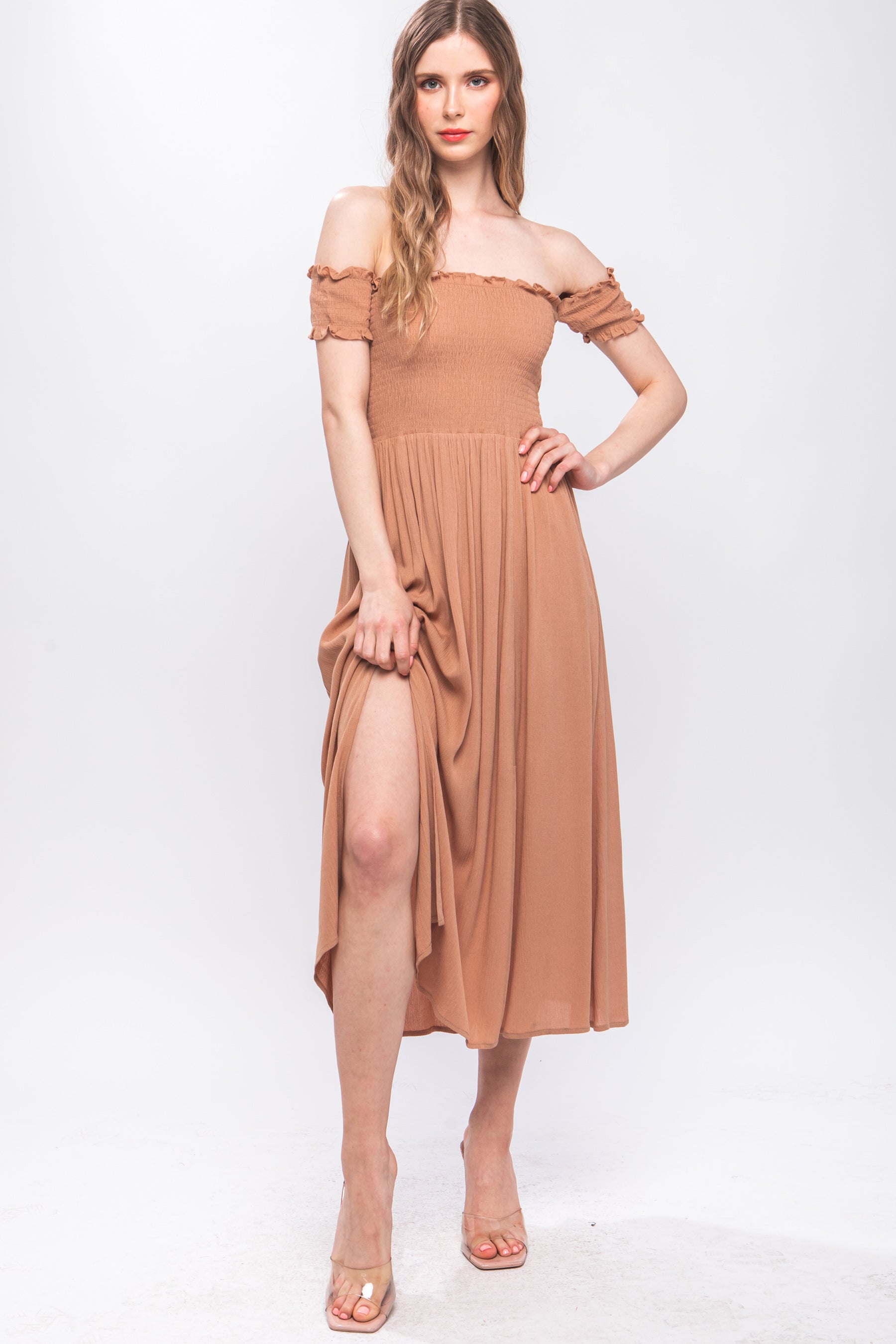 Flowy Off The Shoulder Dress Naughty Smile Fashion