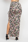 Front Knot Floral Top & Ruched Maxi Skirts Set Naughty Smile Fashion