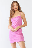 Fuchsia Geo Print Mesh Sleeveless Strappy Criss-cross Open Back Mini Dress #Dresswomen #Shorts #Youtubeshorts