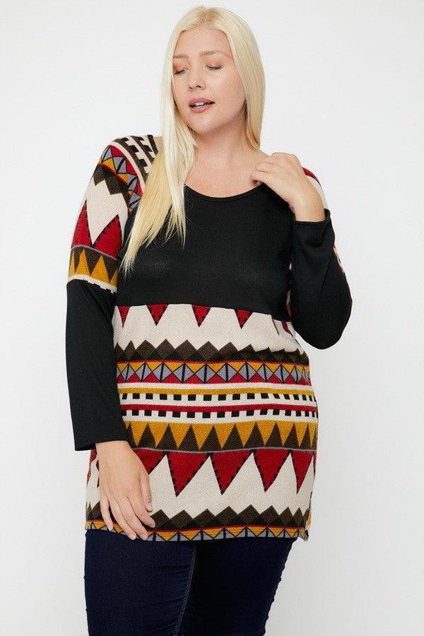 Geometric Print-contrast Tunic #Dresswomen #Shorts #Youtubeshorts Naughty Smile Fashion