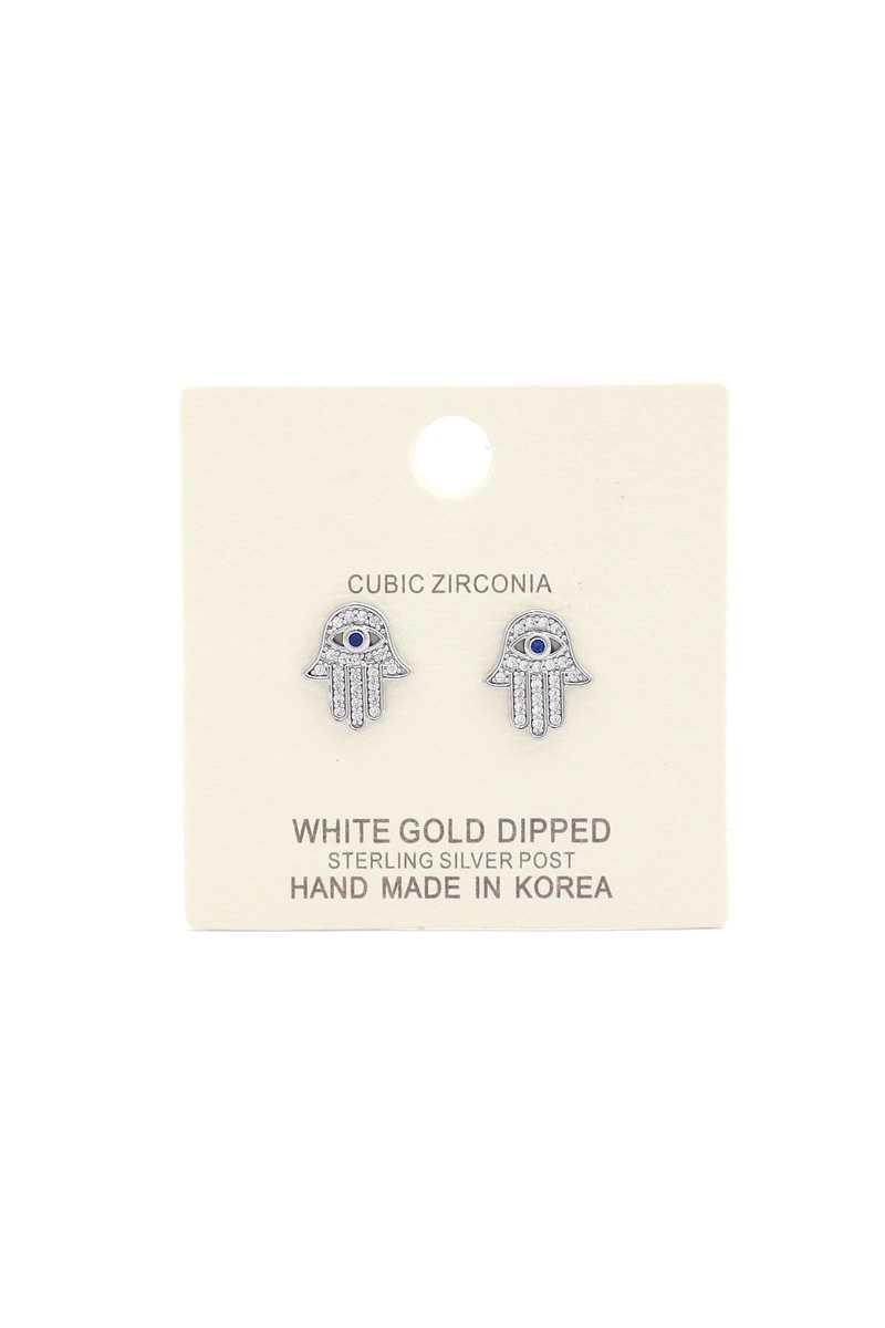 Hamsa Hand Cubic Zirconia Gold Dipped Earring Naughty Smile Fashion