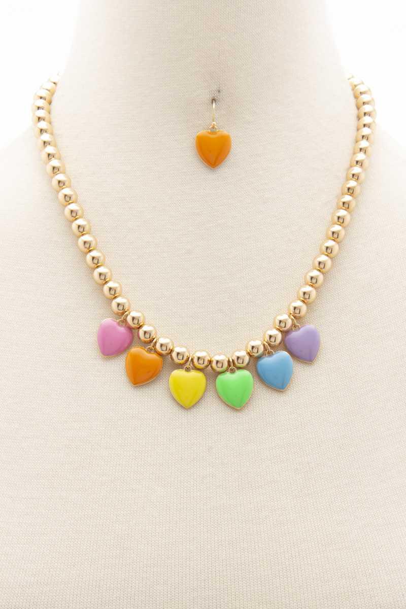 Heart Ball Bead Necklace Naughty Smile Fashion