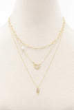 Heart Charm Oval Link Layered Necklace Naughty Smile Fashion