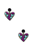 Heart Cute Flower Print Earring