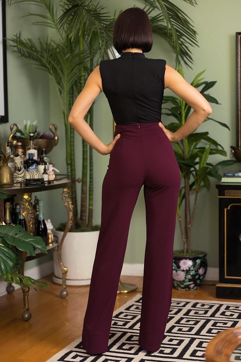 High Waist Pants With Self Fabric Buckle Detail On The Waist Naughty Smile Fashion
