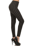 High Waisted Hound Tooth Printed Knit Legging With Elastic Waistband Naughty Smile Fashion