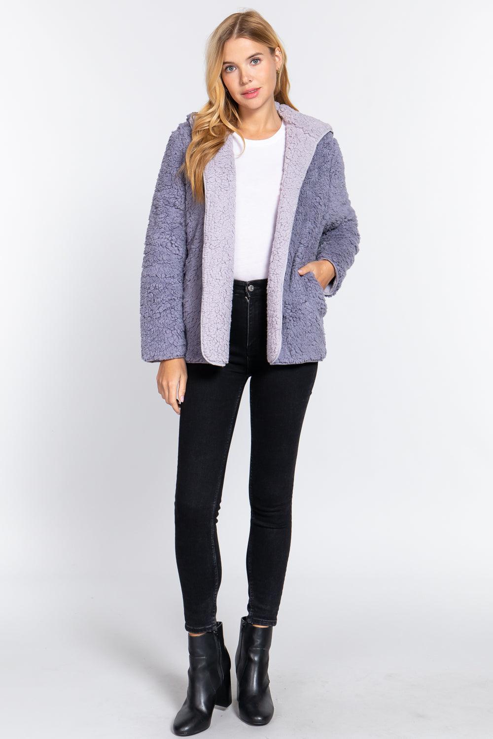 Hoodie Faux Fur Reversible Jacket--women dress-Naughty Smile Fashion-Organic Corset Co-USA