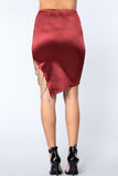 Jewel Strap Satin Midi Skirt Naughty Smile Fashion