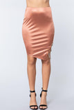 Jewel Strap Satin Midi Skirt