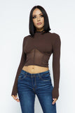 Knit Crop Top With Bottom Mesh Naughty Smile Fashion