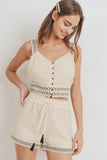 Knit Laced Buttoned Shoulder Strap Top Naughty Smile Fashion