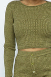 Knit Long Sleeve Cropped Top Knit High-waist Biker Shorts Set Naughty Smile Fashion