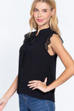 Lace Slv China Colllar Woven Top Naughty Smile Fashion