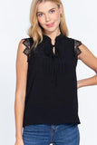 Lace Slv China Colllar Woven Top Naughty Smile Fashion