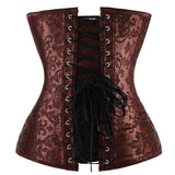 Lace-Up Real Corset, European And American Brown Pattern Zipper Lace-up Corset