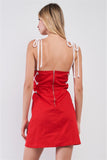 Lace-up Straps Sleeveless Square Neck Fitted Mini Dress Naughty Smile Fashion