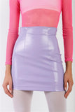 Lavender Faux Leather High Waist Mini Skirt