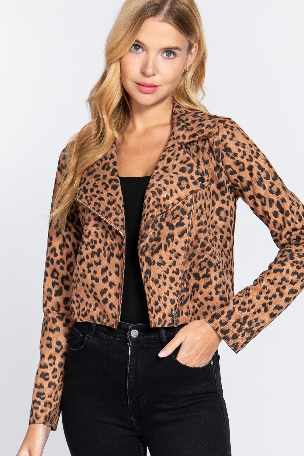 Leopard Print Faux Suede Biker Jacket--women dress-Naughty Smile Fashion-Organic Corset Co-USA