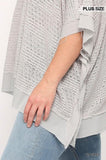 Light Knit And Woven Mixed Boxy Top With Poncho Sleeve Naughty Smile Fashion