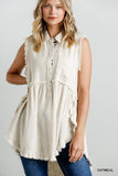 Buying Guide: Stylish and Healthy Dresses 2023 | Fashionably Fit | Linen Blend Sleeveless Button Front Tunic With Frayed Round Hems
