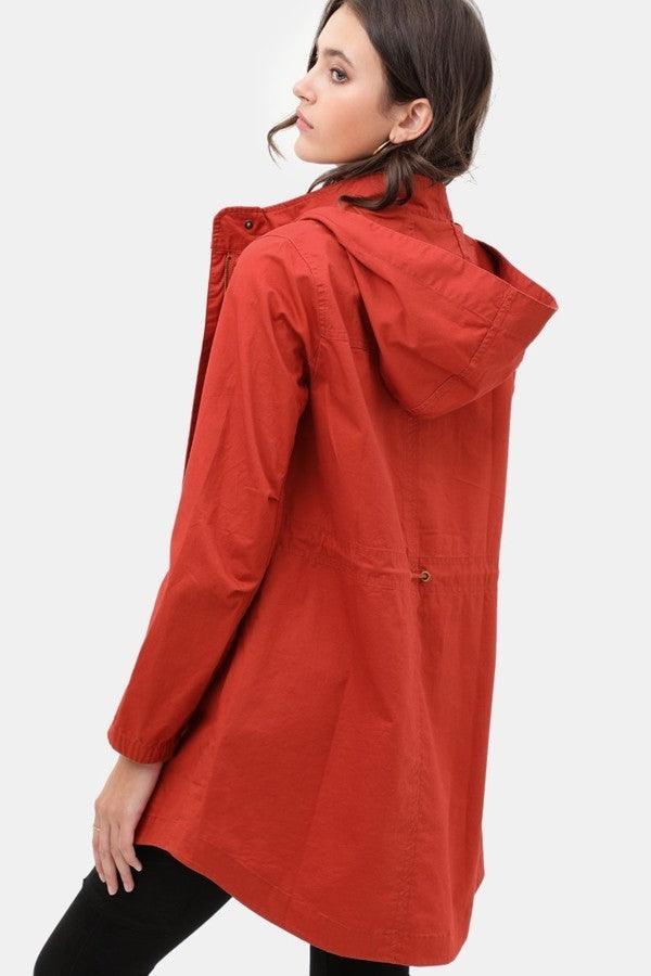 Long Line Hooded Utility Anorak Jacket Coat Naughty Smile Fashion