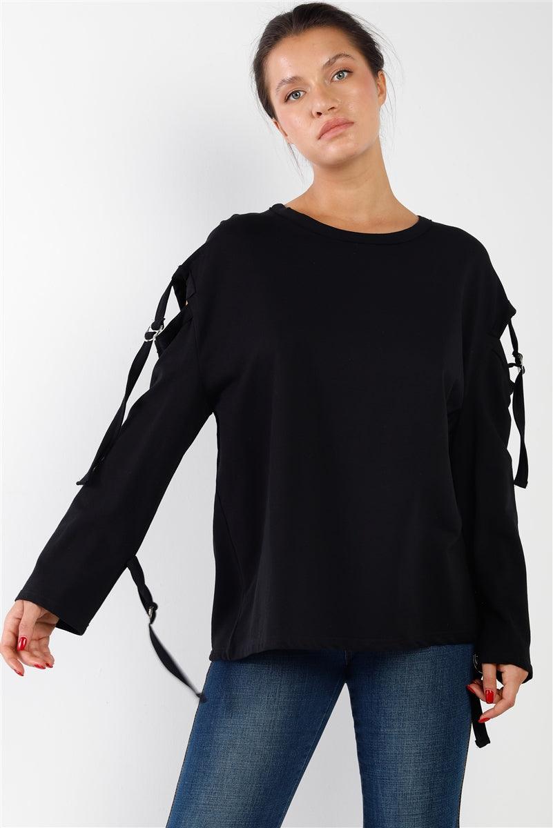 Long Sleeve Cut-out Sweater Naughty Smile Fashion