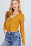 Long Sleeve V-neck W/button Down Crop Cardigan Naughty Smile Fashion