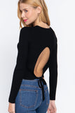 Long Slv Open Back Sweater Top Naughty Smile Fashion