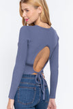 Long Slv Open Back Sweater Top Naughty Smile Fashion