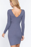 Long Slv V-neck Sweater Mini Dress Naughty Smile Fashion