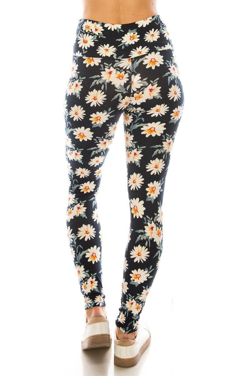 Long Yoga Style Banded Lined Multi Printed Knit Legging With High Waist Naughty Smile Fashion