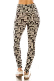 Long Yoga Style Banded Lined Multi Printed Knit Legging With High Waist.