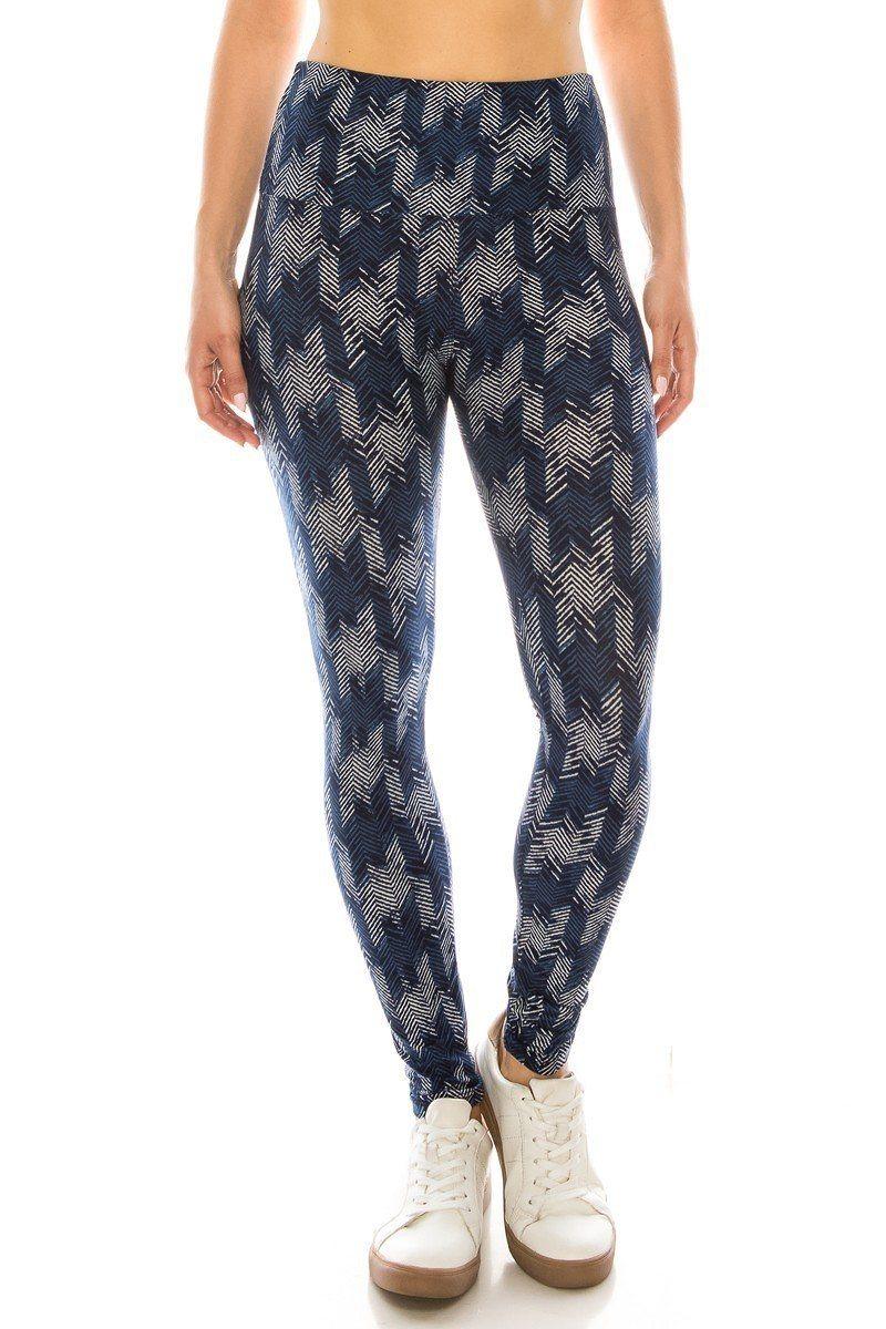 Long Yoga Style Banded Lined Multi Printed Knit Legging With High Waist Naughty Smile Fashion