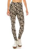 Long Yoga Style Banded Lined Multi Printed Knit Legging With High Waist. Naughty Smile Fashion