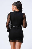 Lush Sheer Ruched Waist-tie Bodycon Dress Naughty Smile Fashion