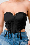 Luxe sweetheart ruffled drawstring lace bustier top Naughty Smile Fashion