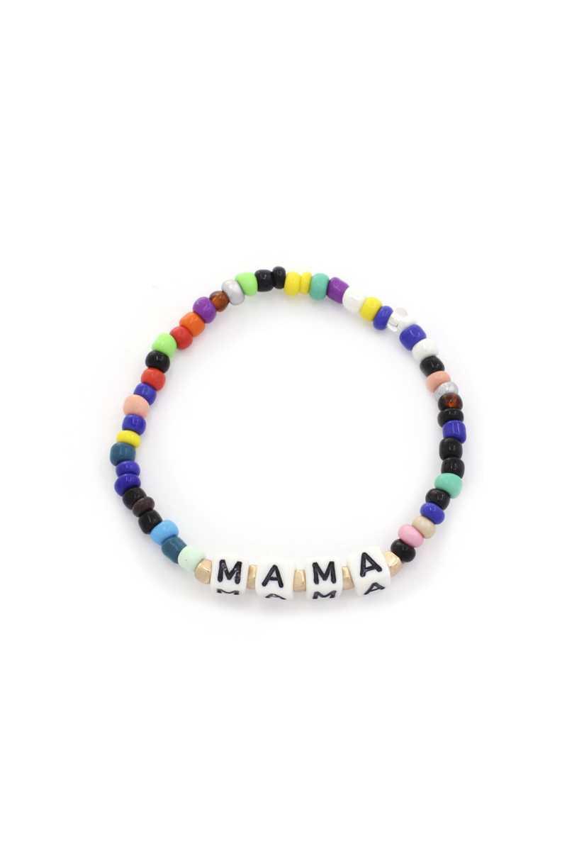Mama Quote Beaded Stretch Bracelet Naughty Smile Fashion