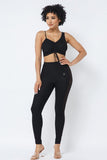 Mesh Strappy Adjustable Ruched Crop Top With Matching See Through Side Panel Leggings Naughty Smile Fashion